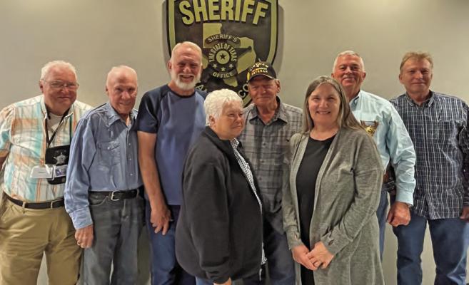 Left to right, VZC Reserve Deputy/Crime Prevention Officer Anthony Risner, Gerard Brohman, Gary Vawter, Jimmie Williams, Ron Williams, Cindy Ball, Sheriff Carter, and Tim Ball. Not pictured are Sheila Bellamy and John Murry. Courtesy Photo