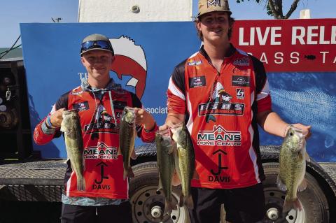 The Wills Point High School duo of Cole Ondrusek and Tanner Spindle recently qualified for the state fishing tournament next month at Lake Palestine. Ondrusek and Spindle will be one of seven teams representing the Grand Saline High School Bass Association (GSHSBA). Photo courtesy of Wills Point ISD Facebook page